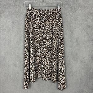 I.N. Womens Asymmetrical Midi Skirt sz PM Animal Mob Wife Whimsy Eclectic Artsy